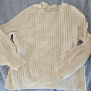 LOFT Women's Ribbed Cream Sweater